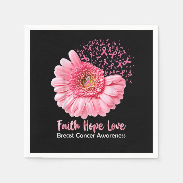Faith Hope Liebe Breast Cancer Awareness Blume But Serviette (Vorderseite)