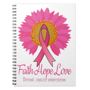 Faith Hope Liebe Breast Cancer Awareness Blume Notizblock