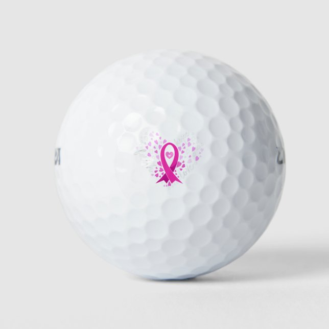 Faith Hope Liebe Breast Cancer Awareness Pink Ribb Golfball (Vorderseite)