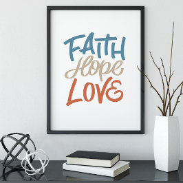 Faith Hope Liebe Brush Calligraphy Poster