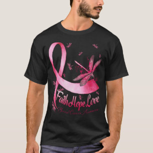 Faith Hope Liebe Brustkrebs-Bewusstsein Dragonfly T-Shirt
