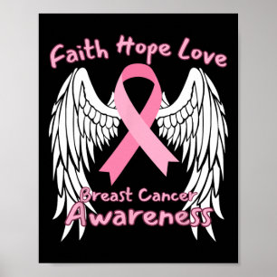 Faith Hope Liebe Brustkrebs Bewusstsein Wings Pink Poster