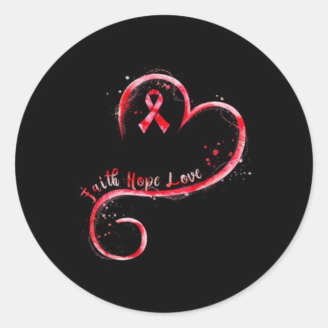 Faith Hope Liebe Burgundy Ribbon Brain Aneurysm Aw Runder Aufkleber (Vorderseite)