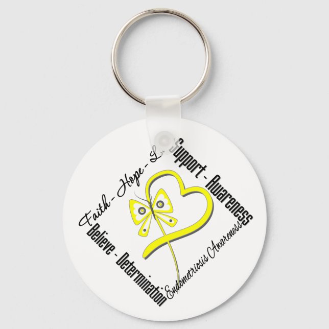 Faith Hope Liebe Butterfly Endometriose Bewusstsei Schlüsselanhänger (Vorderseite)