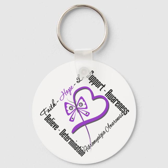 Faith Hope Liebe Butterfly - Fibromyalgie Bewussts Schlüsselanhänger (Vorderseite)