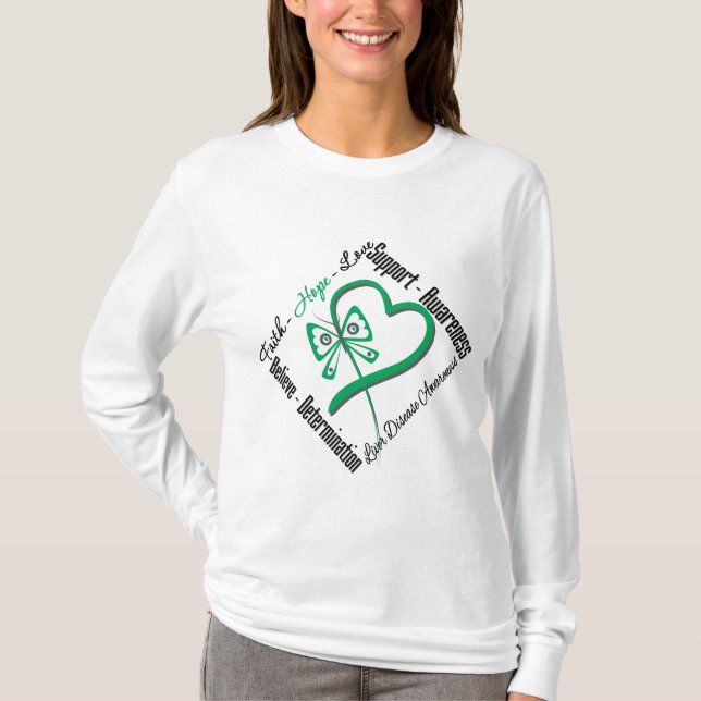 Faith Hope Liebe Butterfly - Lebererkrankung T-Shirt (Vorderseite)