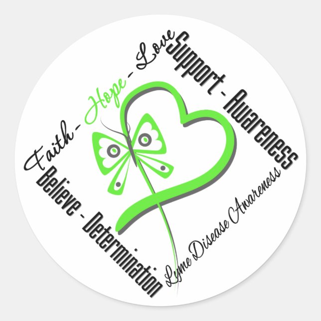 Faith Hope Liebe Butterfly - Lyme Disease Runder Aufkleber (Vorderseite)