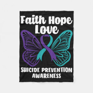 Faith Hope Liebe Butterfly Suicide Prevention Awar Fleecedecke