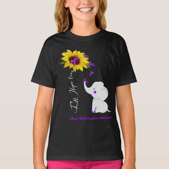 Faith Hope Liebe Chiari Malformation Bewusstsein T-Shirt (Vorderseite)