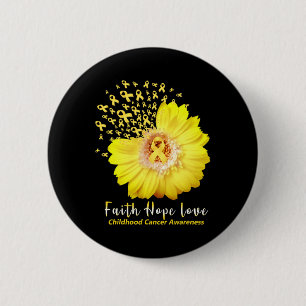 Faith Hope Liebe Childhood Cancer Awareness Ribbon Button