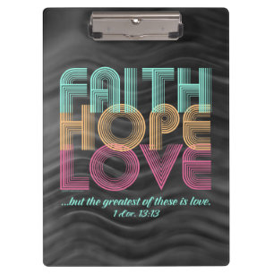 Faith Hope Liebe Christlich Bible Verse Retro Klemmbrett