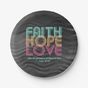 Faith Hope Liebe Christlich Bible Verse Retro Pappteller