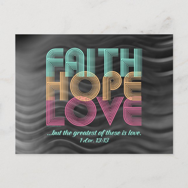 Faith Hope Liebe Christlich Bible Verse Retro Postkarte (Vorderseite)