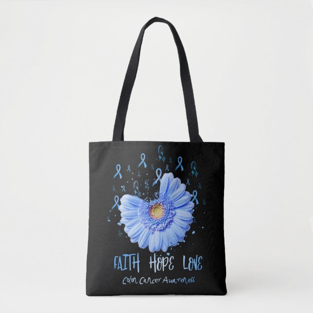 Faith Hope Liebe Colon Cancer Awareness Blume Tasche (Vorderseite)