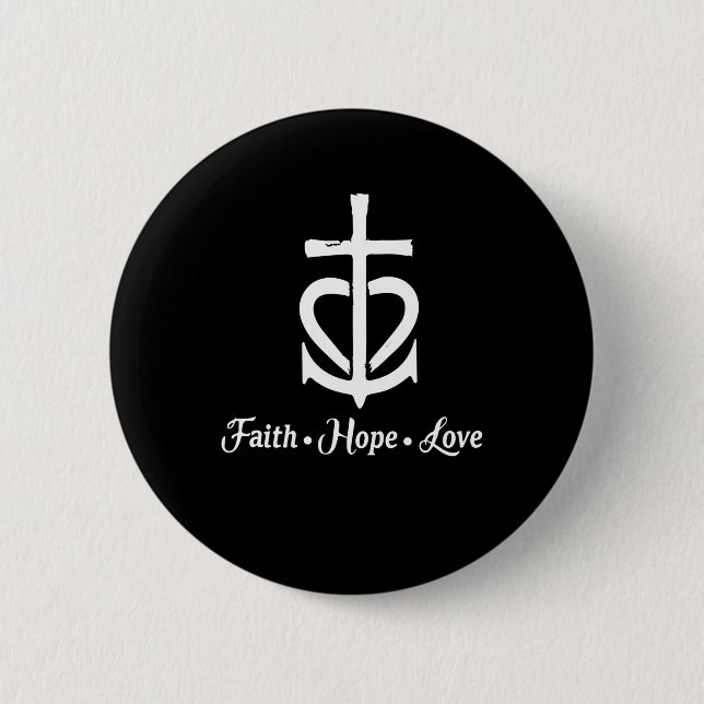 Faith Hope Liebe Cross Anchor Herz Jesus Button (Vorderseite)