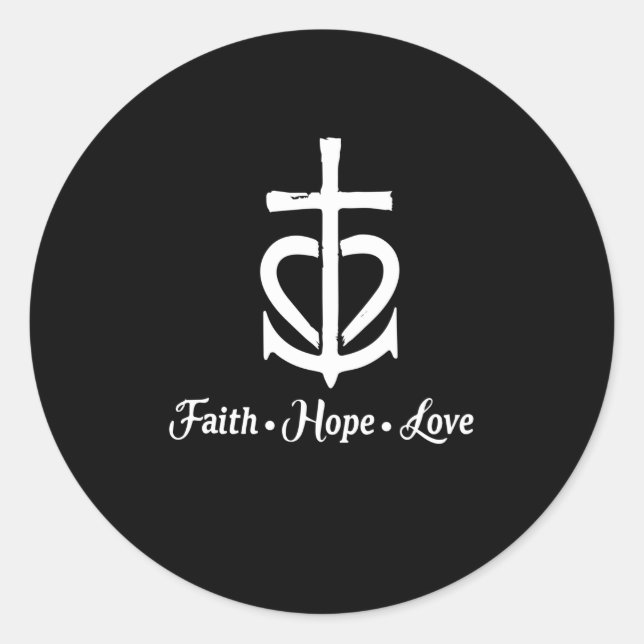 Faith Hope Liebe Cross Anchor Herz Jesus Runder Aufkleber (Vorderseite)
