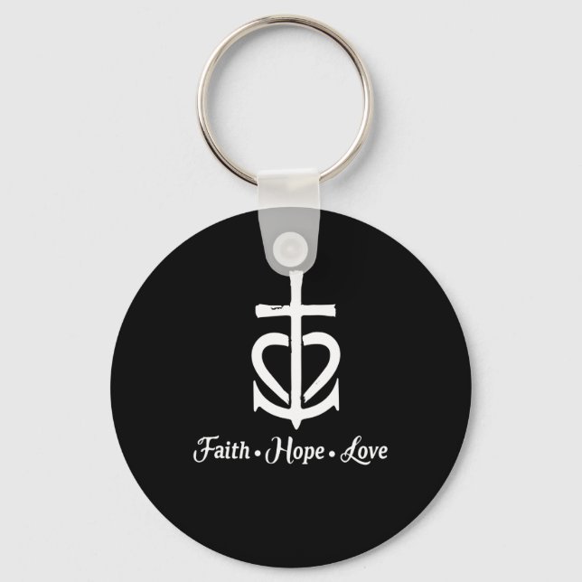 Faith Hope Liebe Cross Anchor Herz Jesus Schlüsselanhänger (Vorderseite)