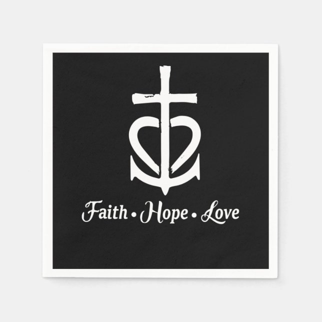 Faith Hope Liebe Cross Anchor Herz Jesus Serviette (Vorderseite)