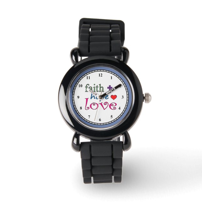 Faith Hope Liebe Cross Heart Armbanduhr (Vorderseite)
