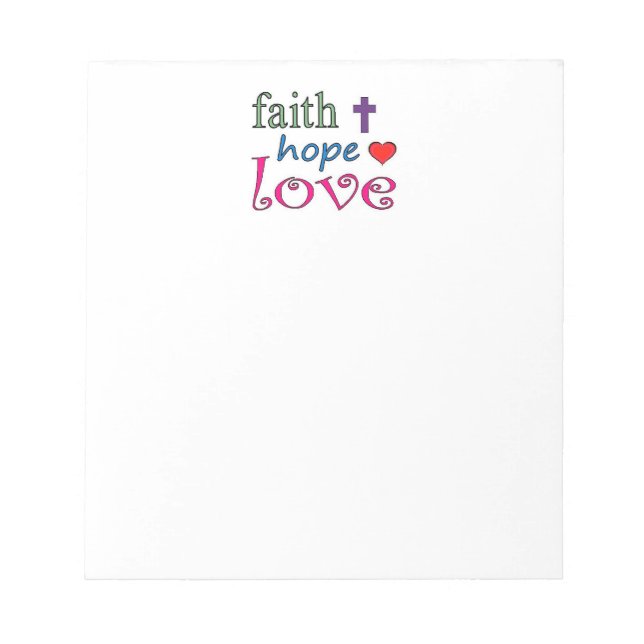 Faith Hope Liebe Cross Heart Notizblock (Vorderseite)