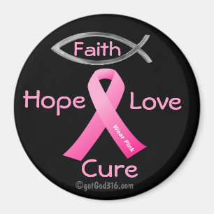 Faith Hope Liebe Cure gotGod316.com Pink Ribbon Magnet