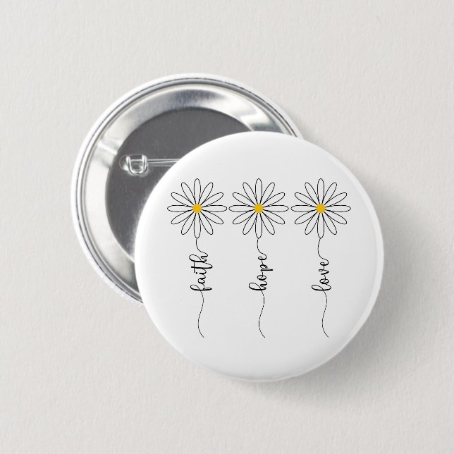 Faith Hope Liebe Daisies Button (Vorne & Hinten)