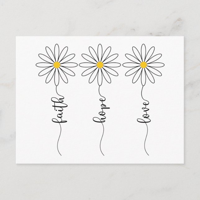 Faith Hope Liebe Daisies Postkarte (Vorderseite)