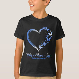 Faith Hope Liebe Diabetes Awareness Heart Butterfl T-Shirt