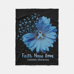 Faith Hope Liebe Diabetes Awareness Sunflower Fleecedecke