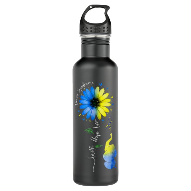Faith Hope Liebe Down Syndrome Awareness Ribbon Ye Edelstahlflasche (Vorderseite)