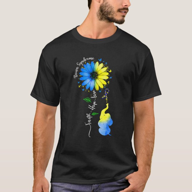 Faith Hope Liebe Down Syndrome Awareness Ribbon Ye T-Shirt (Vorderseite)