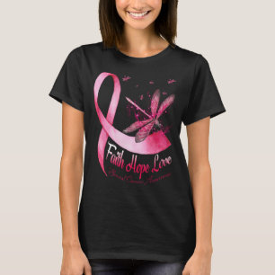 Faith Hope Liebe Dragonfly Brustkrebs T-Shirt