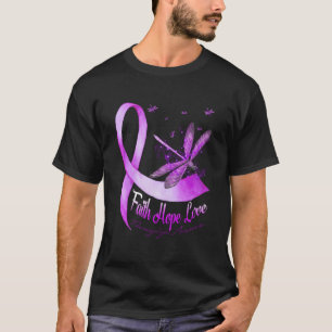 Faith Hope Liebe Dragonfly Lila Ribbon Fibromyalg T-Shirt