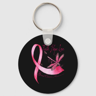 Faith Hope Liebe Dragonfly Pink Ribbon Brust Cance Schlüsselanhänger