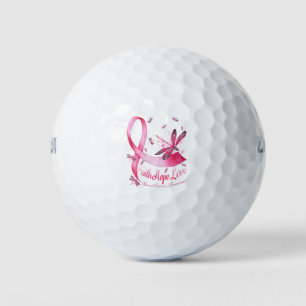 Faith Hope Liebe Dragonfly Pink Ribbon Brust Golfball