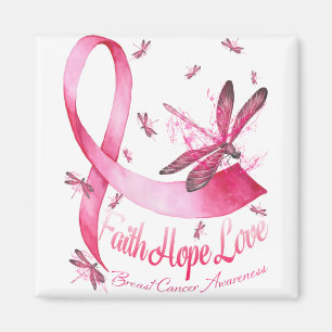 Faith Hope Liebe Dragonfly Pink Ribbon Brust Magnet