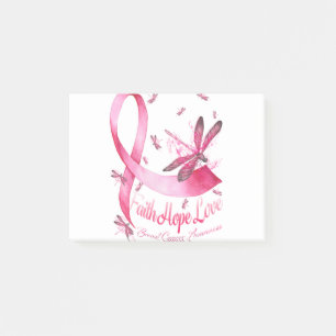 Faith Hope Liebe Dragonfly Pink Ribbon Brust Post-it Klebezettel