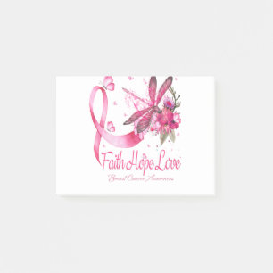 Faith Hope Liebe Dragonfly Ribbon Brustkrebs Post-it Klebezettel