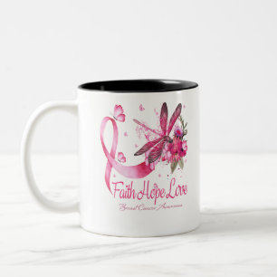 Faith Hope Liebe Dragonfly Ribbon Brustkrebs Zweifarbige Tasse