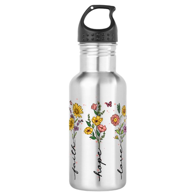 Faith-Hope-Liebe Edelstahlflasche (Vorderseite)