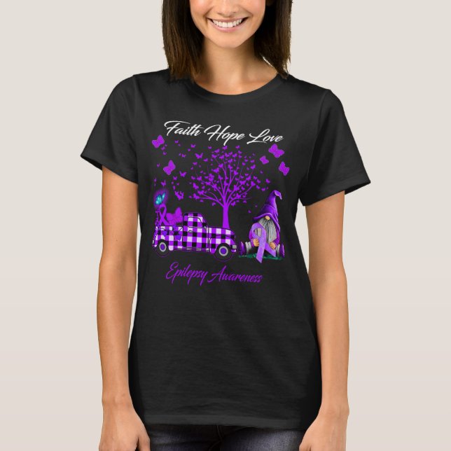 Faith Hope Liebe Epilepsy Bewusstsein T-Shirt (Vorderseite)