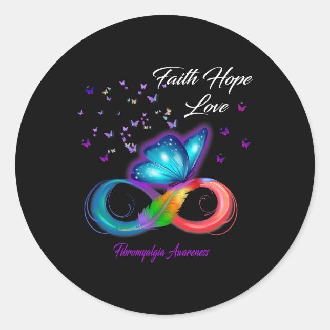 Faith Hope Liebe Fibromyalgie Bewusstsein 1 Runder Aufkleber (Vorderseite)
