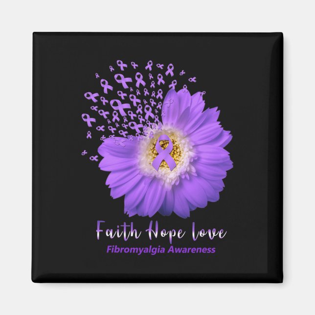 Faith Hope Liebe Fibromyalgie Bewusstsein Lila Rib Magnet (Vorne)