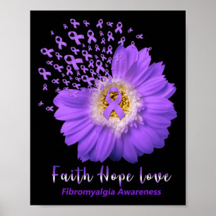 Faith Hope Liebe Fibromyalgie Bewusstsein Lila Rib Poster