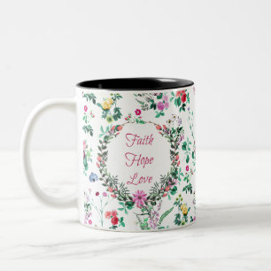 Faith Hope Liebe   Floral Zweifarbige Tasse