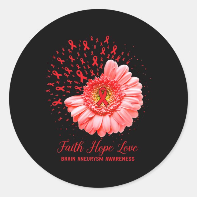 Faith Hope Liebe Gehirnaneurysm Awareness Survivor Runder Aufkleber (Vorderseite)