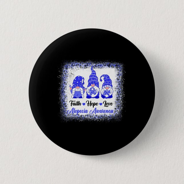 Faith Hope Liebe Gnomes Alopecia Sensibilisierungs Button (Vorderseite)