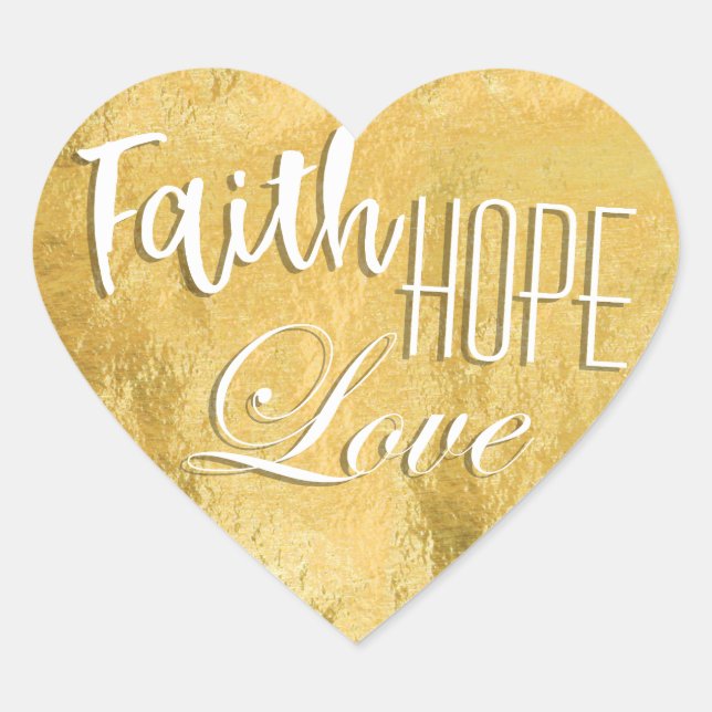 Faith Hope Liebe Gold Foil Herz-Aufkleber (Vorderseite)