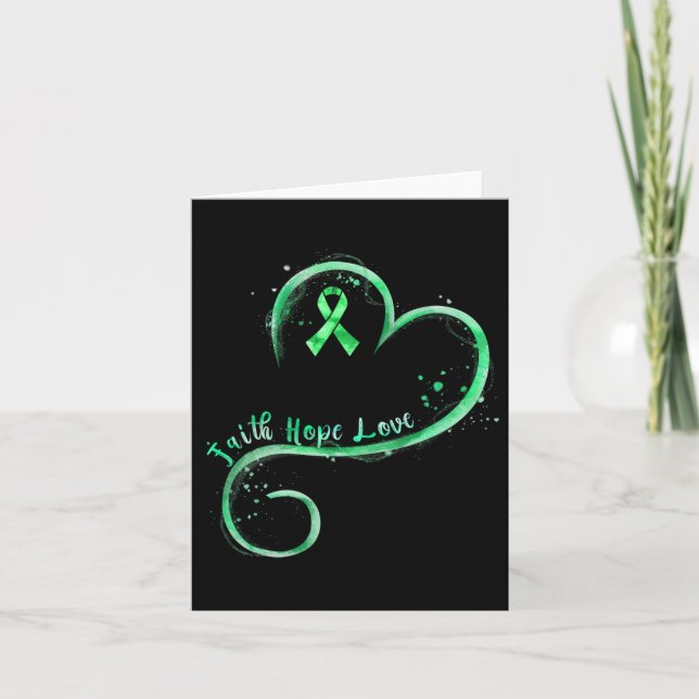 Faith Hope Liebe Green Ribbon Kidney Disease Aware Karte (Vorderseite)