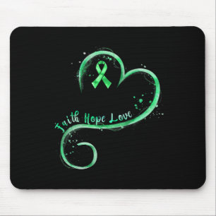 Faith Hope Liebe Green Ribbon Kidney Disease Aware Mousepad